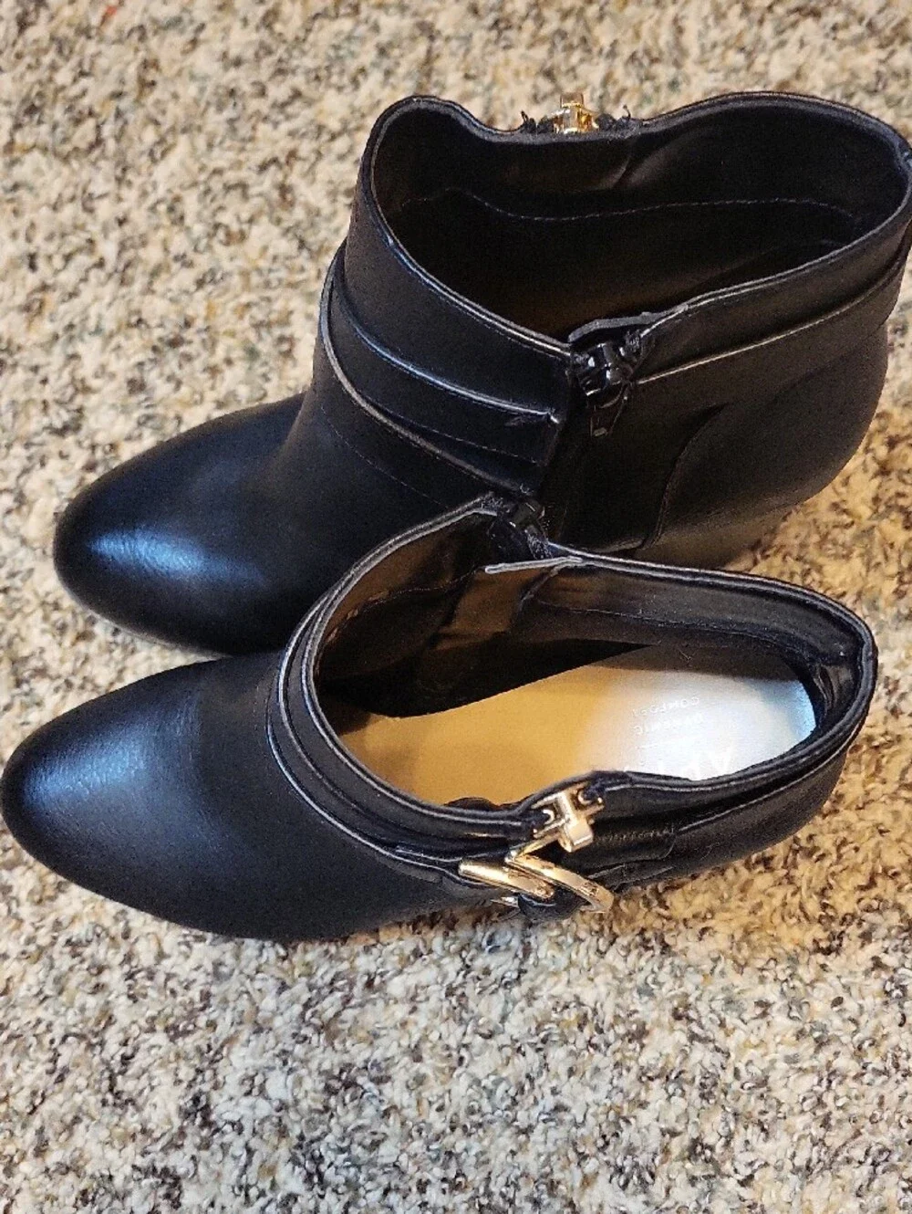 Apt. 9 Black Ankle Booties with Gold Buckle Detail